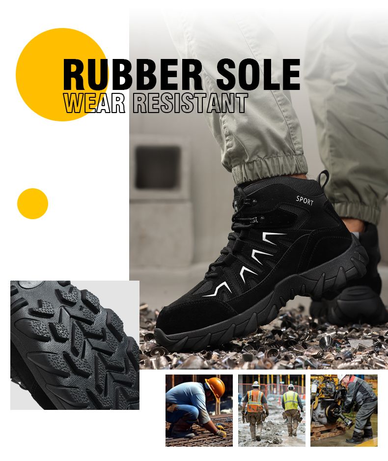 Buty robocze GUYISA z metalowym noskiem, odporne na rozbicie i przebicie, odporne na zużycie, wysokie, 5057BK 38-45_voghion.com