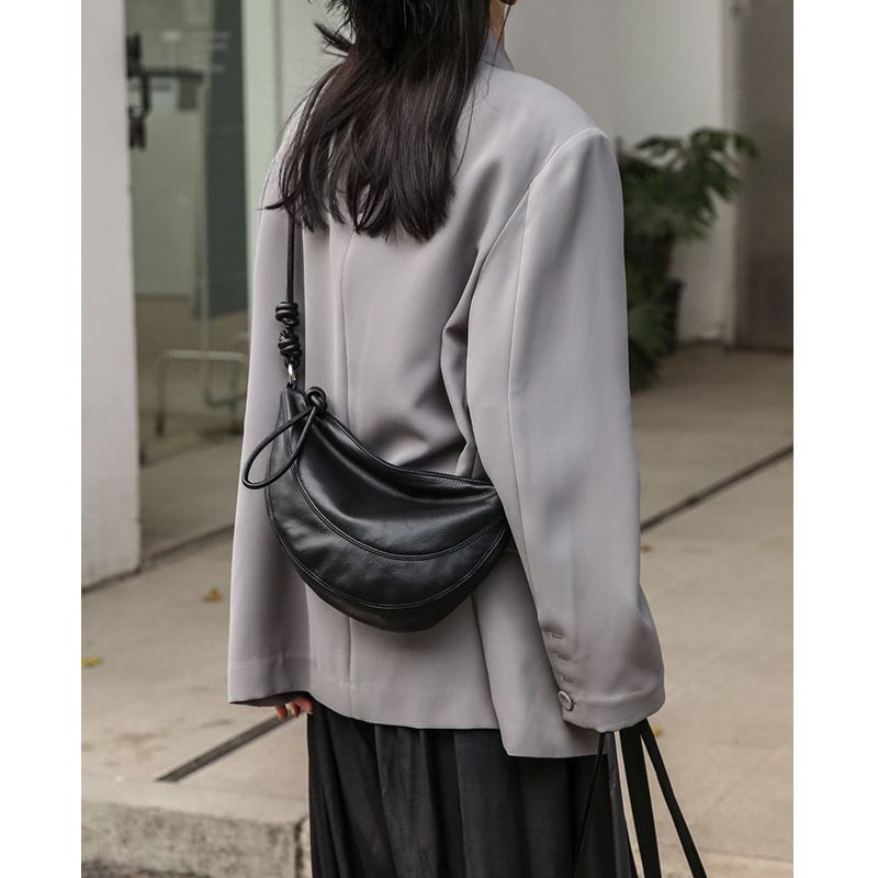 Borsa a tracolla in pelle di mucca di nicchia, nuova vera pelle per donna, a forma di mezzaluna, di alta qualità, con sensazione di sella b,_voghion.com