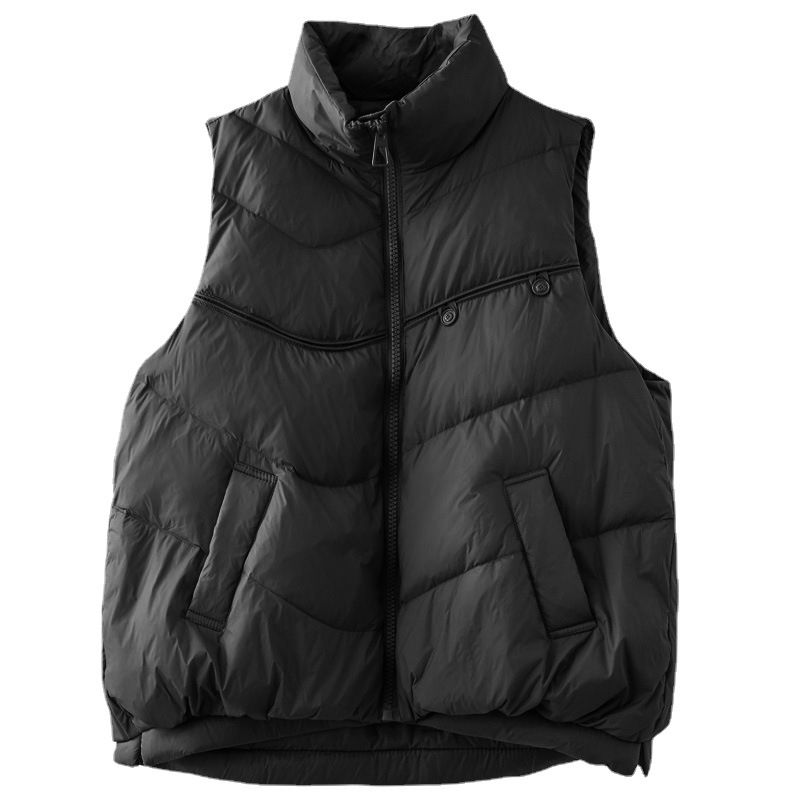 New Korean Version Two Button White Duck Down Women's Short Casual Loose Shoulder Vest Jacket Trend_voghion.com