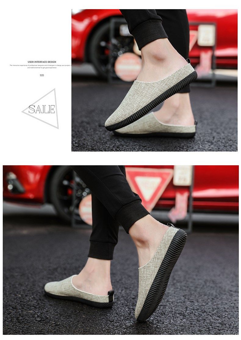 Sommer Atmungsaktive Freizeit-Slipper aus Segeltuch mit geschlossener Zehenpartie_voghion.com