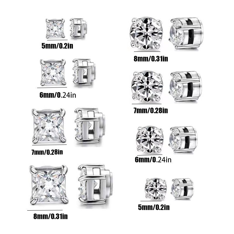 Orecchini unisex in acciaio inossidabile senza piercing all'orecchio, magneti, orecchini con zirconi, orecchini finti alla moda personalizzati_voghion.com