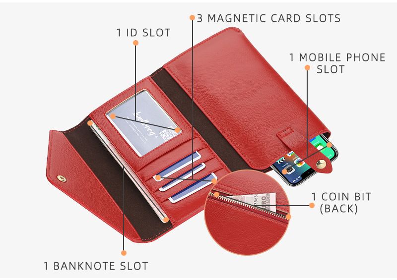 New BAELLERRY ladies long wallet thin multi-card mobile phone bag fashion clutch wholesale_voghion.com