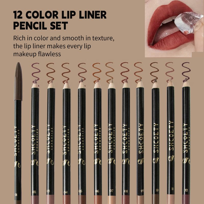 Lip Liner 12 Color Lip Liner Set Matte Nude Lipstick Long Lasting Non Fading Hook Lip Pencil Makeup_voghion.com
