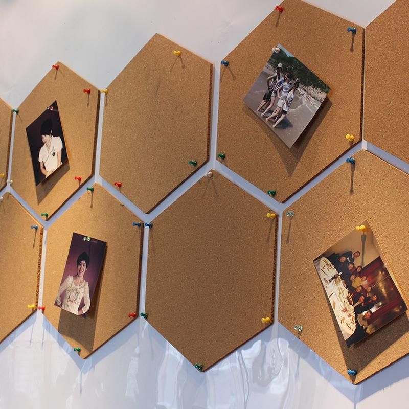 Cork board Photo Wall kindergarten self-adhesive Cork background wall board work display board hexagonal cork board_voghion.com