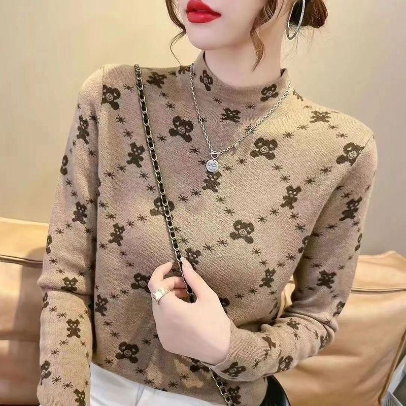 Dames plus en verdikte Duitse veet trui alles-in-één halve coltrui buitenlandse stijl warme basis shirt tops voor dames_voghion.com