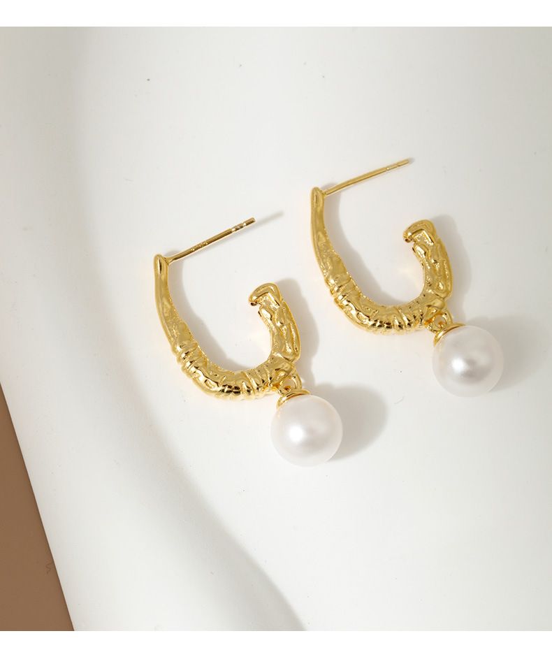 Orecchini in argento sterling S925 con perle di cristallo, orecchini vintage di lusso leggero da donna, orecchini alla moda placcati in oro_voghion.com