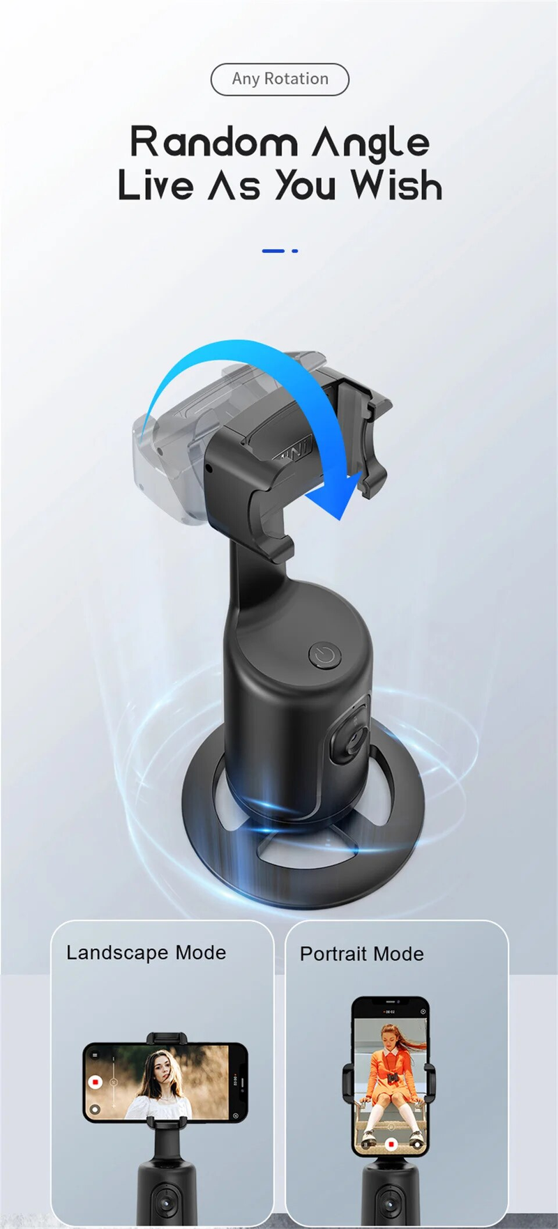 Automatyczne śledzenie Inteligentny robot do robienia zdjęć Kamera 360 Twarz Mobilny stojak Stabilizowany sztuczną inteligencją Selfie Stick Vlog w czasie rzeczywistym_voghion.com