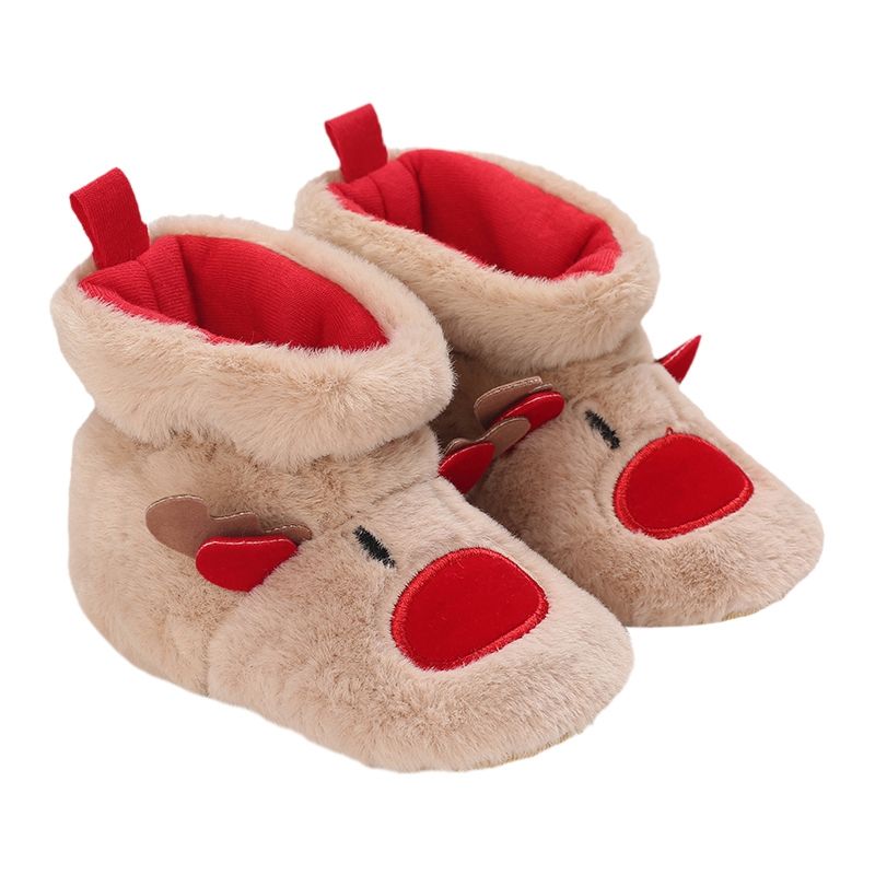 Pantofole in pile per neonati da 0 a 18 mesi, morbide e antiscivolo, stivaletti di Natale per bambini, stivali invernali da alce e cervo, per ragazze_voghion.com