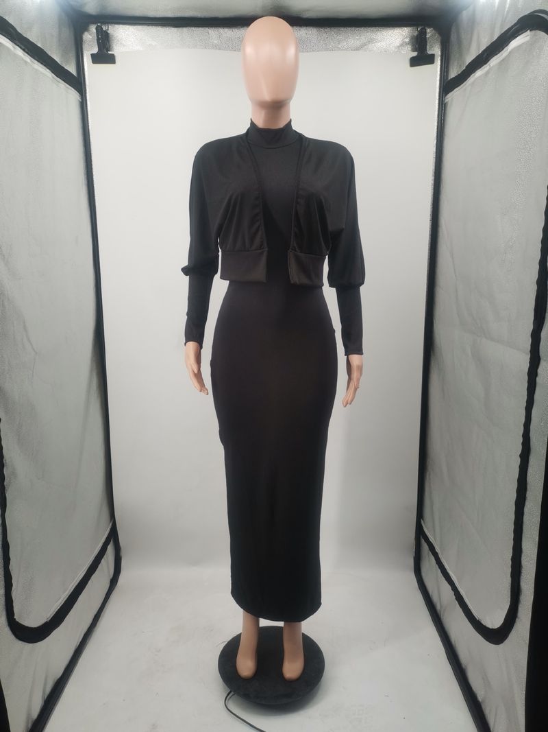 Women's vest dress + small coat slimming inside with outside wear style_voghion.com