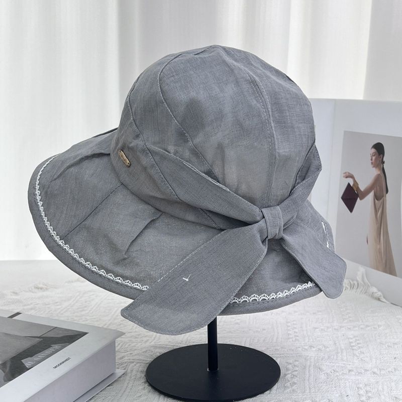 Wide Brim Bow Bucket Hat Women's Summer Sun Protection Sun Hat Beach Sun Hat_voghion.com