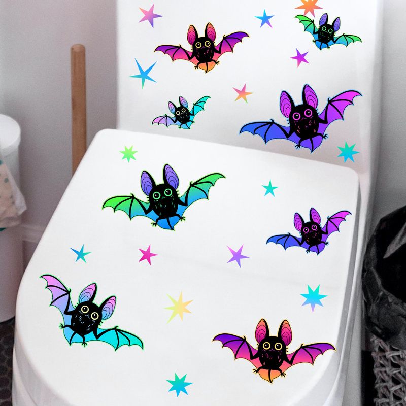 Glow In The Dark Halloween Wall Stickers - 6PCS Ghost Bat Spider Fluorescent Decals For Home Party Decor (20x15cm)_voghion.com