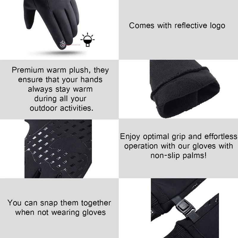 Outdoor Windproof Waterproof Fingerless Touchscreen Sports Winter Warm Fleece Ski Cycling Gloves For Men_voghion.com