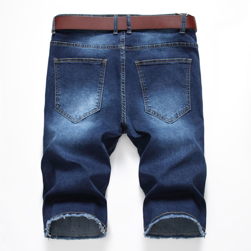 Pantaloncini di jeans con design strappato vintage, pantaloncini di jeans elasticizzati casual da uomo per l'estate_voghion.com