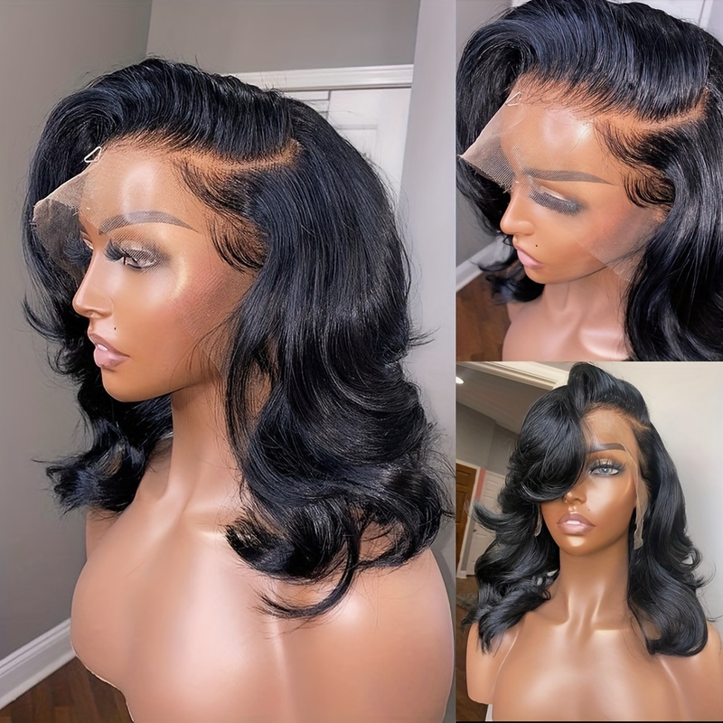 13x4 peruca de cabelo humano médio longo onda do corpo peruca encaracolado ondulado peruca 13x4 frente do laço peruca de cabelo humano linha fina natural com cabelo do bebê_voghion.com