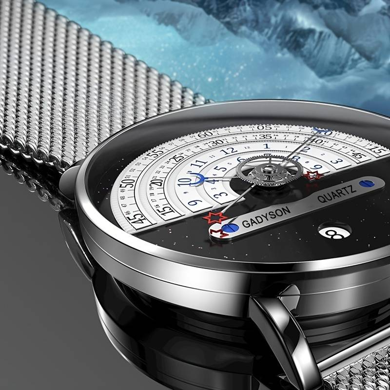 OLEVS Fashion Men's Stainless Steel Mesh Strap Quartz Wristwatch For Men,High Quality Waterproof Watch_voghion.com
