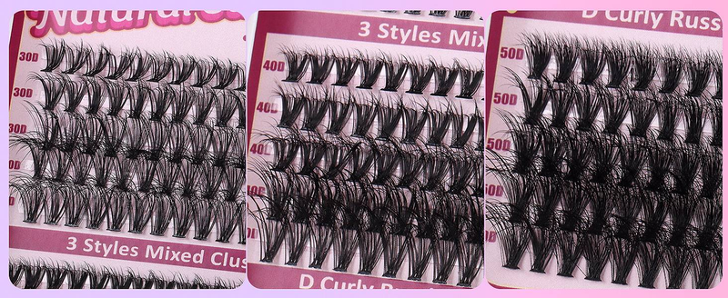 Hot DIY einzelnes Büschel Haar große Kapazität 50D + 60D Curling dicke gemischte falsche Wimpern_voghion.com