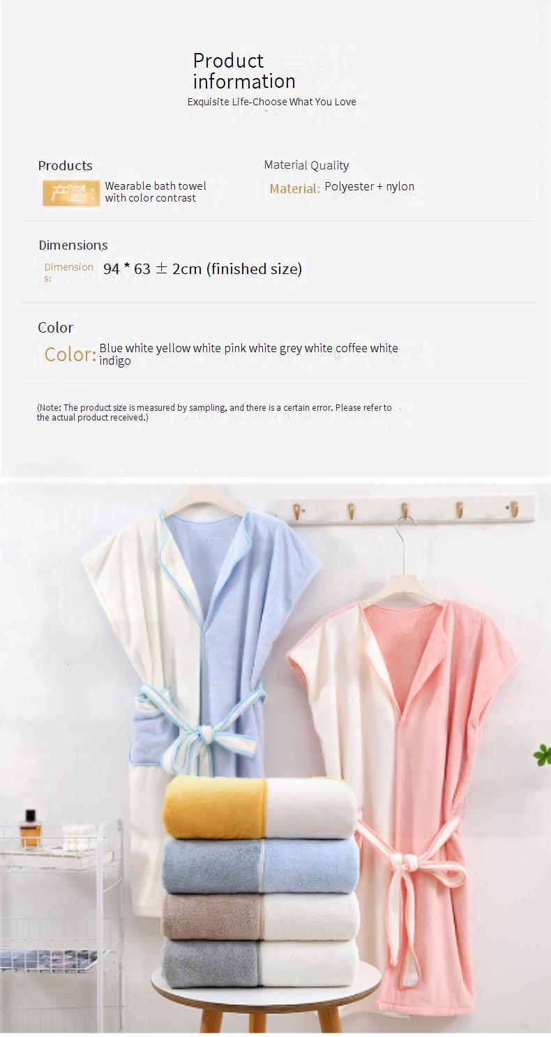 Namų tekstilė Plonas Kontrastingas Spalva Mikro Fleece Chalatas Pliušinis Long Spa Chalatas Sugeriantis chalatas_voghion.com