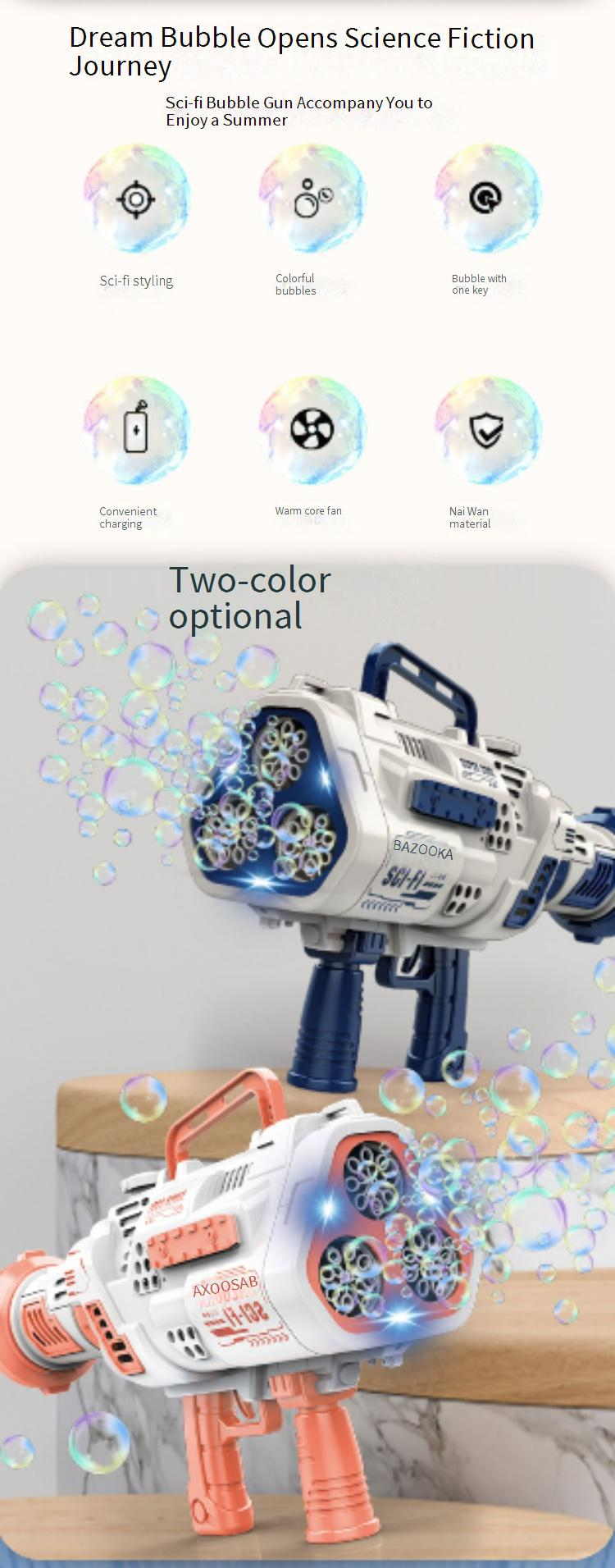 24-reikäinen Neptune-rakettikuplapistooli - automaattinen puhallin LED-valonäytöksellä ja Gatling-tilalla 800+ BPM lapsille_voghion.com