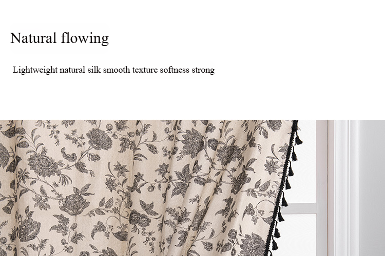 Cortinas opacas bohemias: cortinas estampadas de lino y algodón con borlas para cocina y ventanal (estilo boho chic, filtran la luz, confeccionadas)_voghion.com