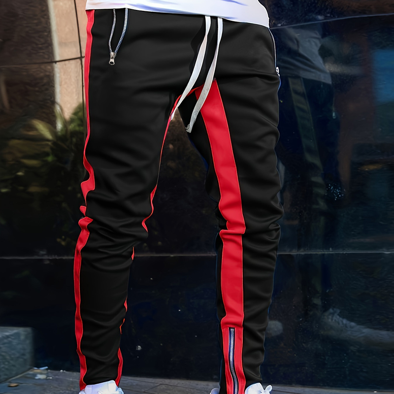 Pantaloni sportivi da uomo con cerniera e colori a contrasto_voghion.com