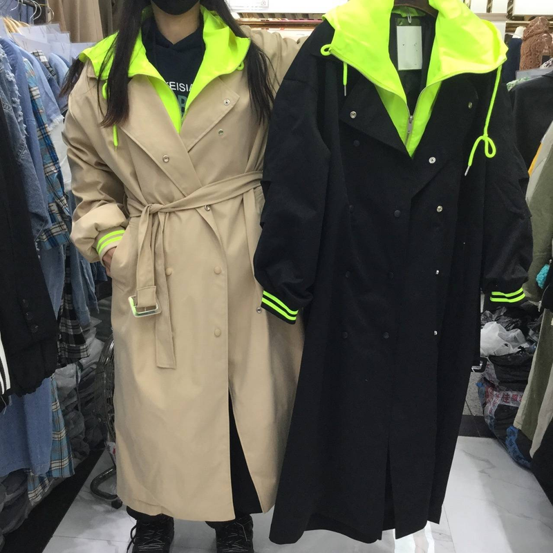 Door Seoul geïnspireerde oversized utility trenchcoat – Unisex lange duster met gestructureerde revers (één maat, retro werkkleding revival uit de jaren 90)_voghion.com