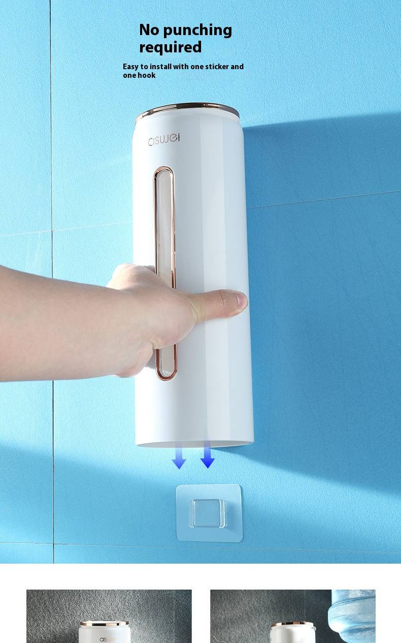 Wall-Mounted Paper Cup Dispenser – One-Touch Automatic Cup Holder For Offices & Cafés (Gold/Matte/Single/Dual Tubes, 6 Colors)_voghion.com