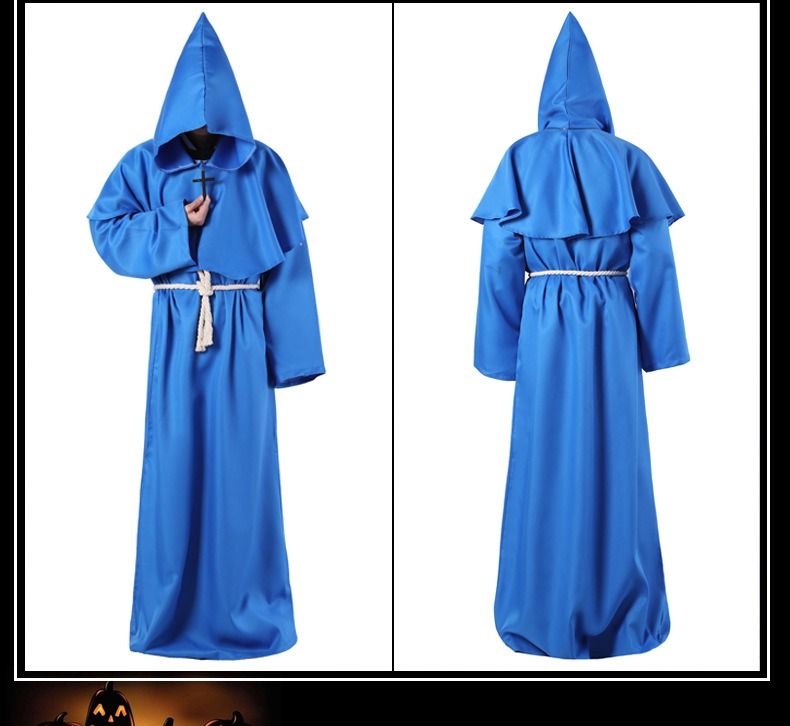 Halloween Cosplay Costume Medieval Monk Costume Monk Robe Wizard Costume Priest Costume COS Costume Stage Costume_voghion.com