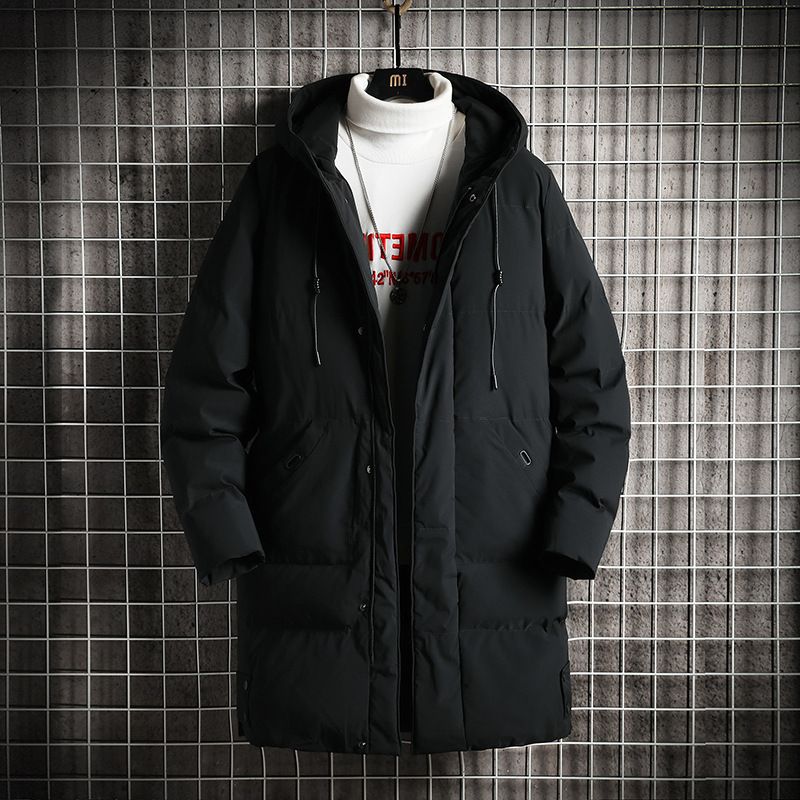 Übergroßer Wintermantel mit Kapuze für Herren mit dicker Polyesterfaserfüllung, langer Freizeitparka für kaltes Wetter (Grau/Schwarz/Grün)_voghion.com