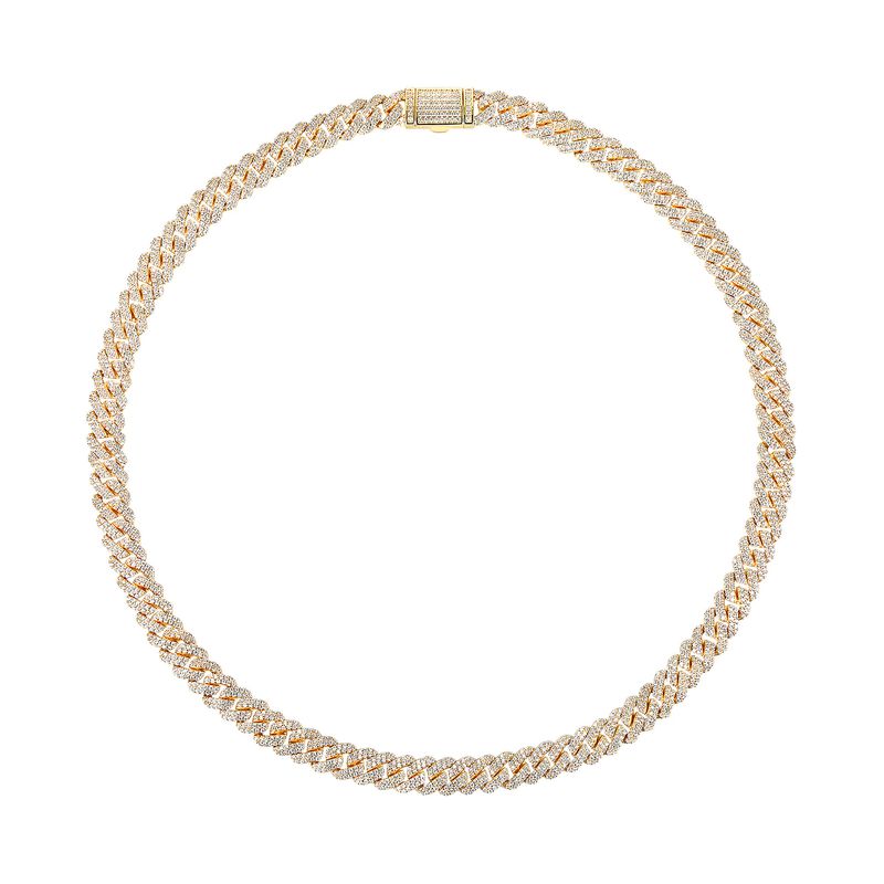 Collana con catena cubana da 8 mm per uomo e donna con zirconi a doppia fila, collana hip hop placcata in oro da 18 pollici per un look alla moda_voghion.com