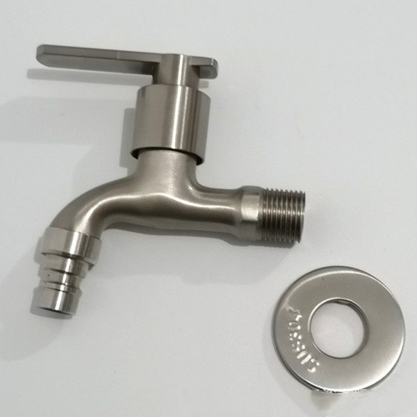 Wasmachinekraan met geborstelde afwerking en imitatie 304 roestvrij staal, platte kraan met 4 inch uitloop, snelopenende kraan met uitloop, fabrikant_voghion.com