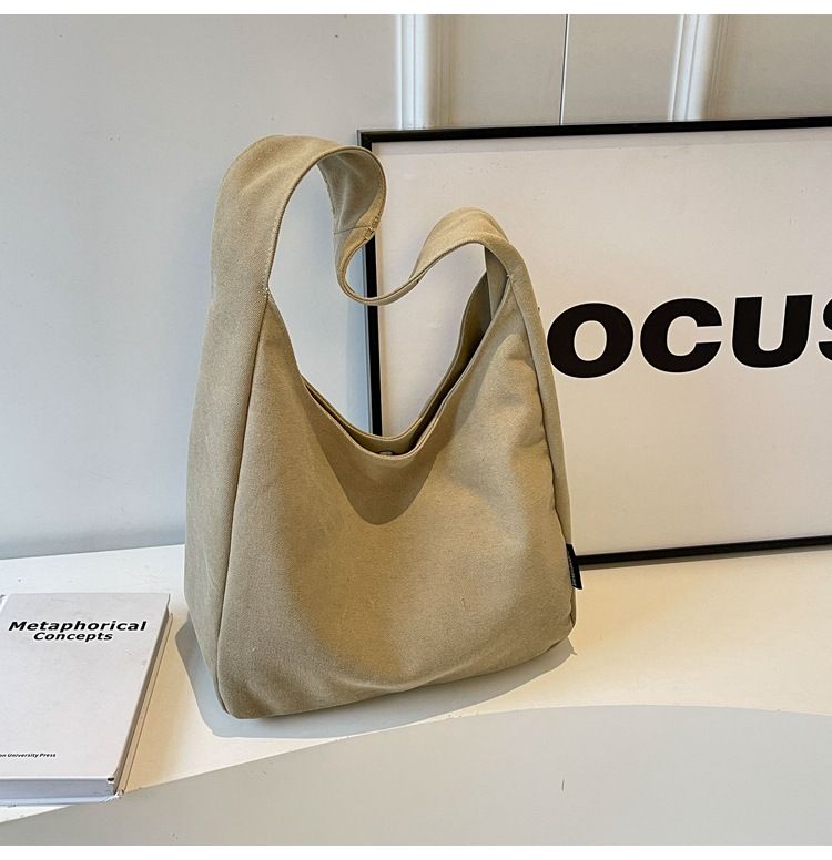 Borsa a tracolla da donna, nuova, in tela lavata, per pendolari, studenti universitari, di grande capacità_voghion.com