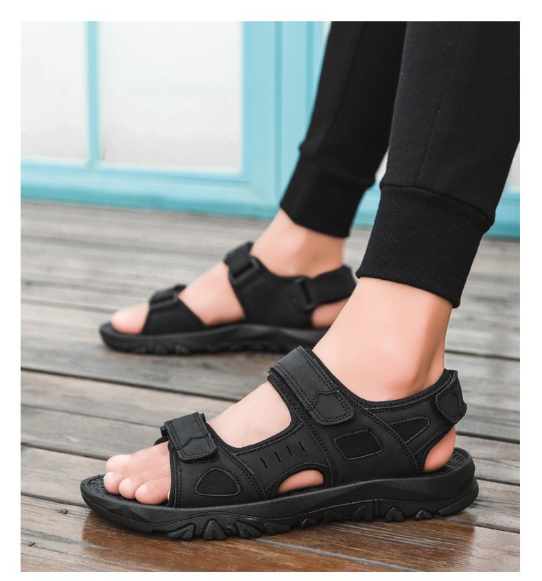 Sandali da uomo taglie forti Scarpe da spiaggia casual estive per esterni Sandali casual in velcro per pendolari_voghion.com
