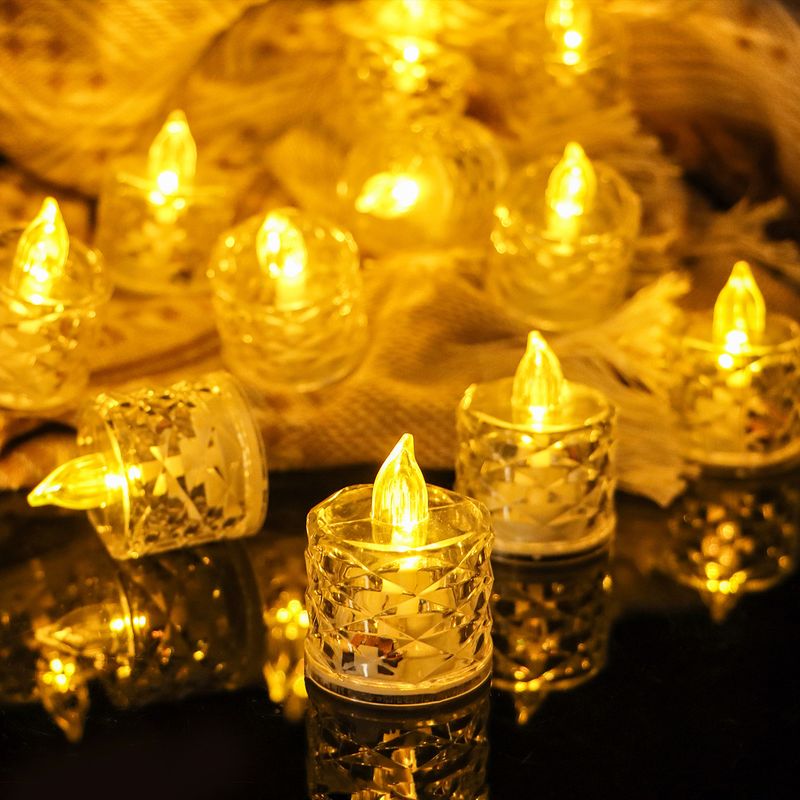 Flameless LED Tea Lights - Crystal-Clear Battery Candles For Christmas, Valentine’s Day & Home Decor (12-Pack, Warm White Flicker Or Multicolor)_voghion.com