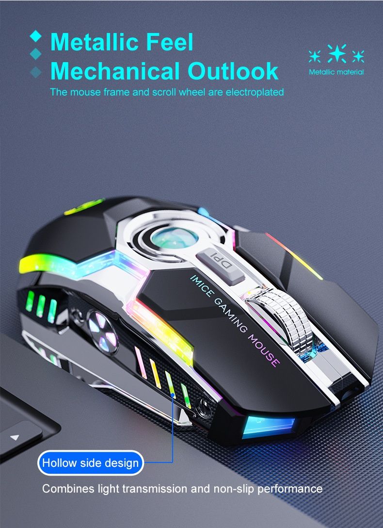 Digitex Digitex IMICE Fornitura diretta dalla fabbrica Mouse da gioco wireless con luce fluente RGB ricaricabile da 2,4 G a 7 pulsanti, regalo_voghion.com