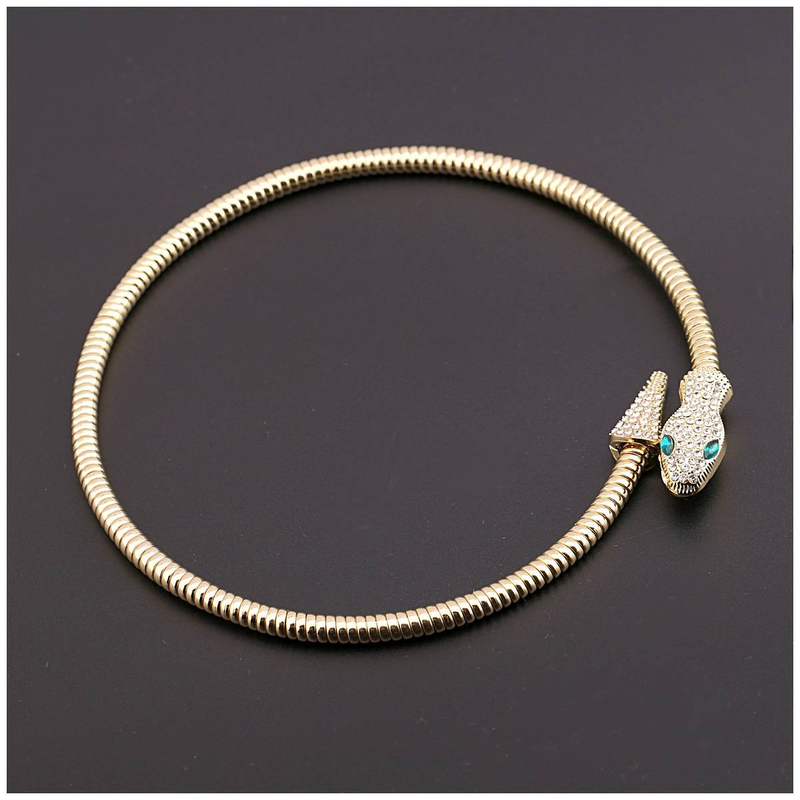 Personality alloy snake bracelet women's fashion cross border design sense jewelry straddle wrap snake collar_voghion.com