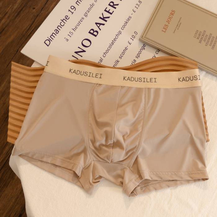 4-teiliges Set hochwertige nahtlose atmungsaktive Ice Mesh-Shorts für Herren im Sommer, Größe: L-3XL_voghion.com