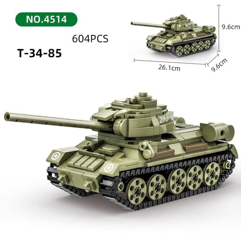 Antrojo pasaulinio karo karinis klasikinis modelis T-34/85 Medium Tank Collection Ornamentas Statybiniai blokai Plytos kalėdiniai žaislai_voghion.com