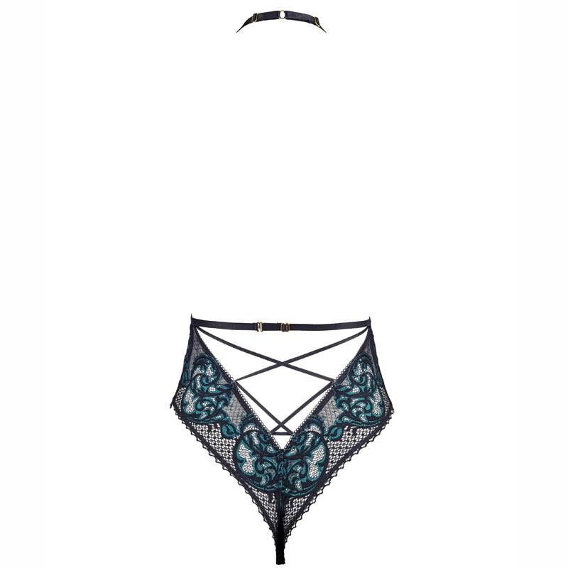 KOOSSOASIS Tuta sexy in pizzo bicolore con scollo a V profondo e prospettiva cava, di alta gamma europea_voghion.com