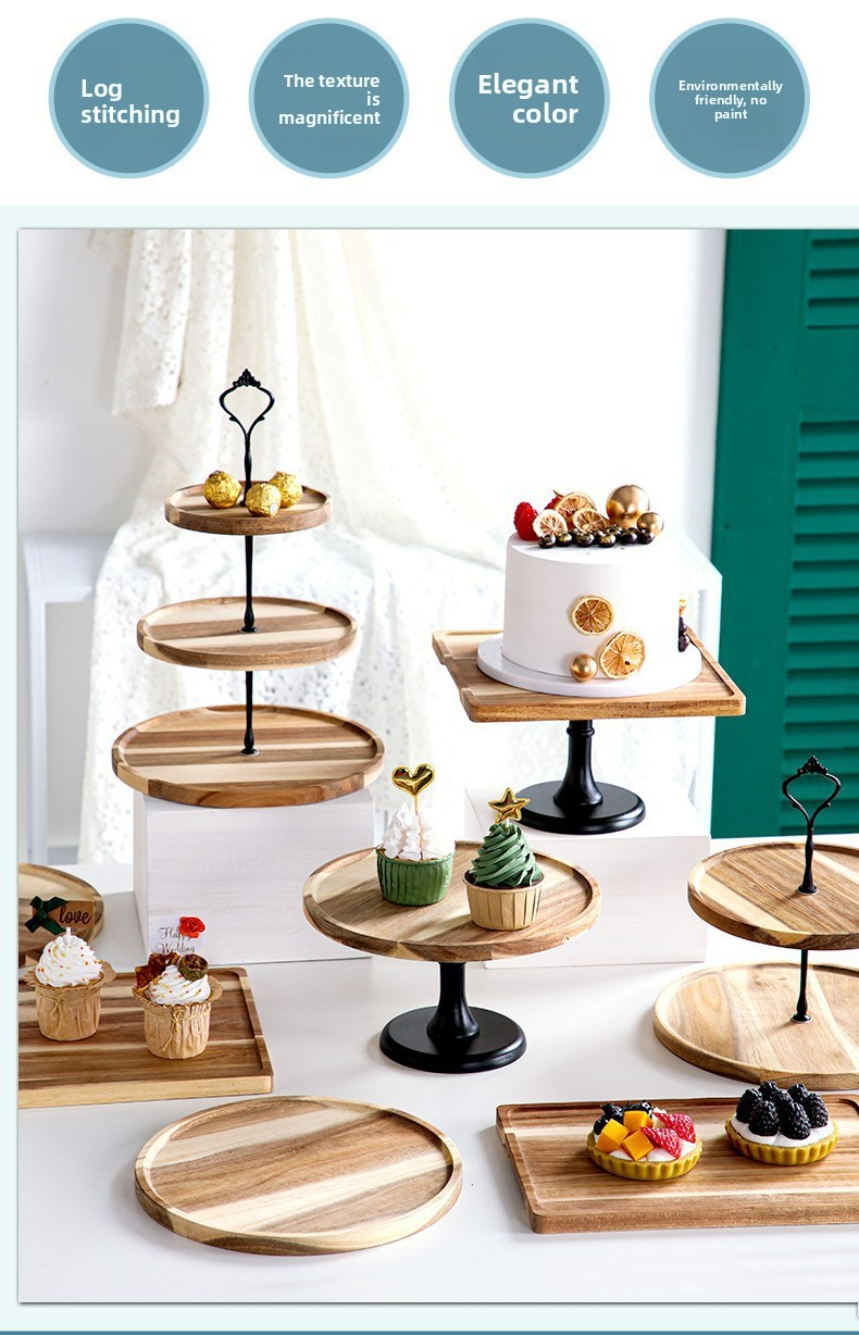 Solid Wood Dessert Stand - Elegant Multi-Level Display Stand For Cakes Fruits & Buffet Serving_voghion.com