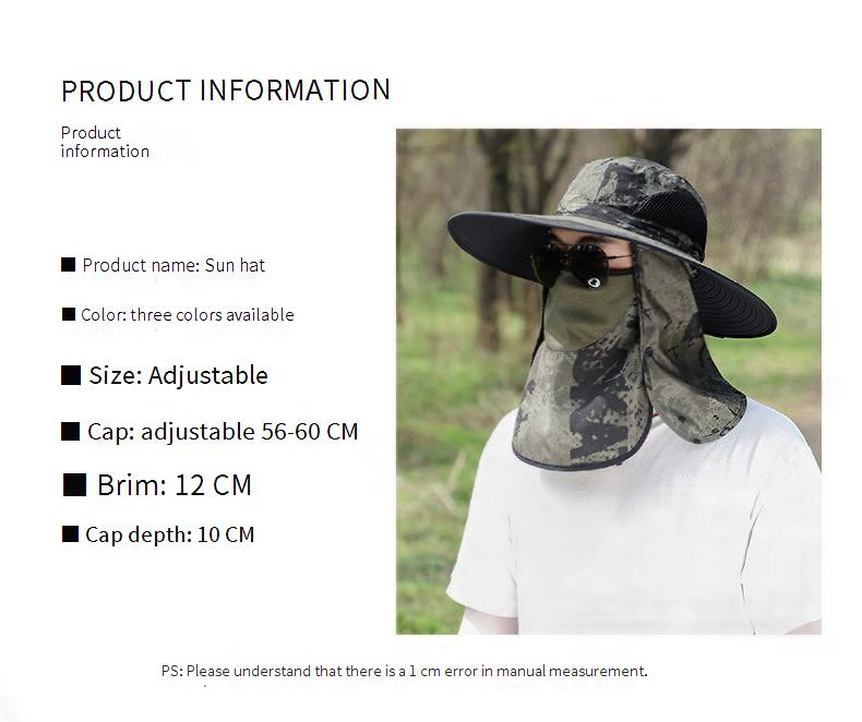 Unisex Outdoor Sun Hat With Face Cover - UPF 50+ UV Protection & Quick-Dry For Hiking/Fishing_voghion.com