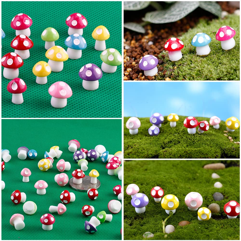 YOUEN 100 piezas Mini Hongos de Resina Pequeños Hongos de Resina de Colores Figuras de Hadas Hongo de Jardín para el Hogar DIY Interior Exterior Jardín Paisaje Artesanía_voghion.com