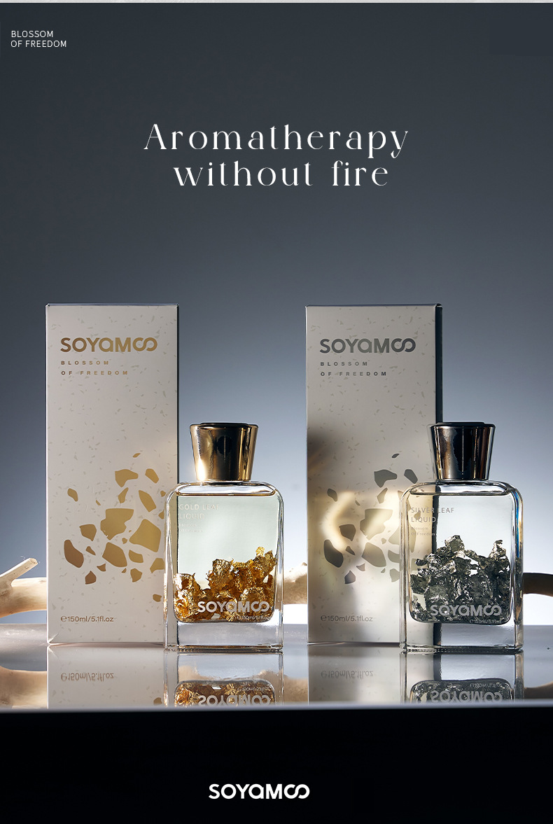 Blattgold-Diffusor mit Rattanstäbchen – Flammenloser Aromatherapie-Raumduft, Düfte von französischem Blumenstrauß und Windspiel, elegante 150-ml-Glasflasche zum Verschenken und Dekorieren_voghion.com
