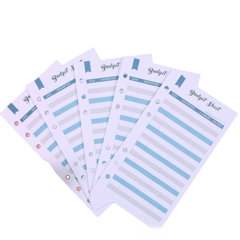 A6 6-Hole Budget Envelopes With Cards - Premium Cash Envelopes For Gifting & Organization (12 Sheets, Blue, 172x95mm)_voghion.com