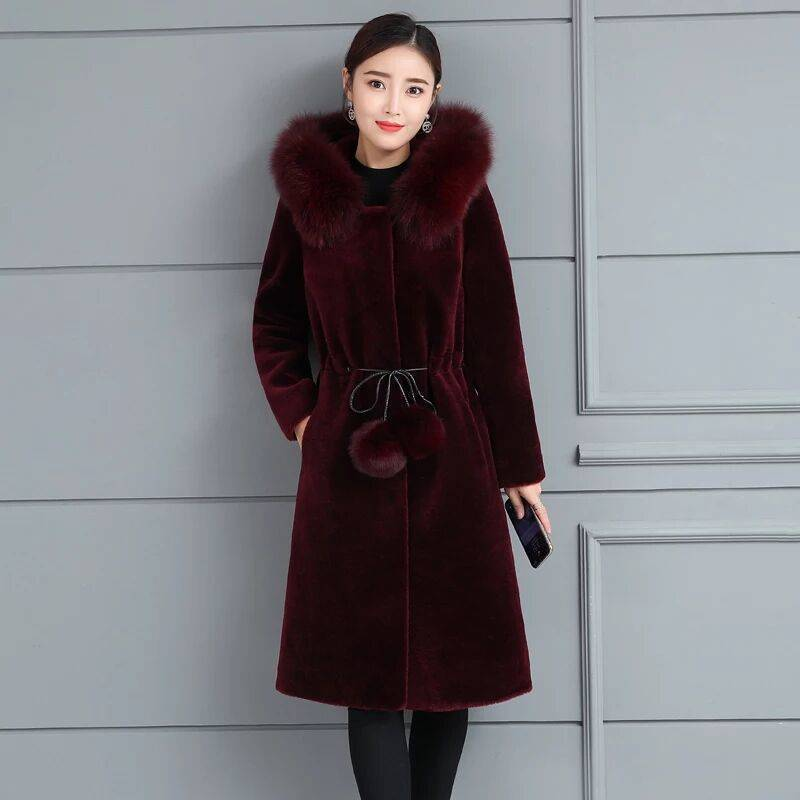 Abrigo de piel sintética con capucha para mujer, chaqueta de invierno de longitud media, abrigo cálido de talla grande, elegante y con estilo de visón sintético para mujer._voghion.com