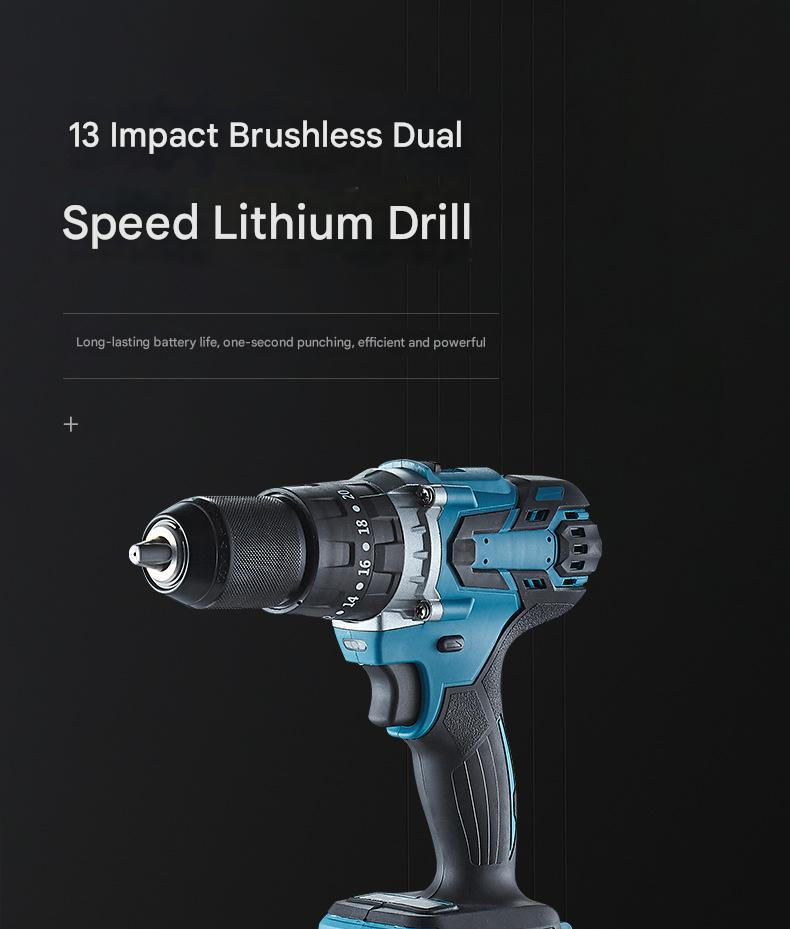 DaVKing Brushless 13mm Cordless Drill High Power Cordless Lithium Drill Three Function Lithium Battery Impact Drill Screwdriver_voghion.com