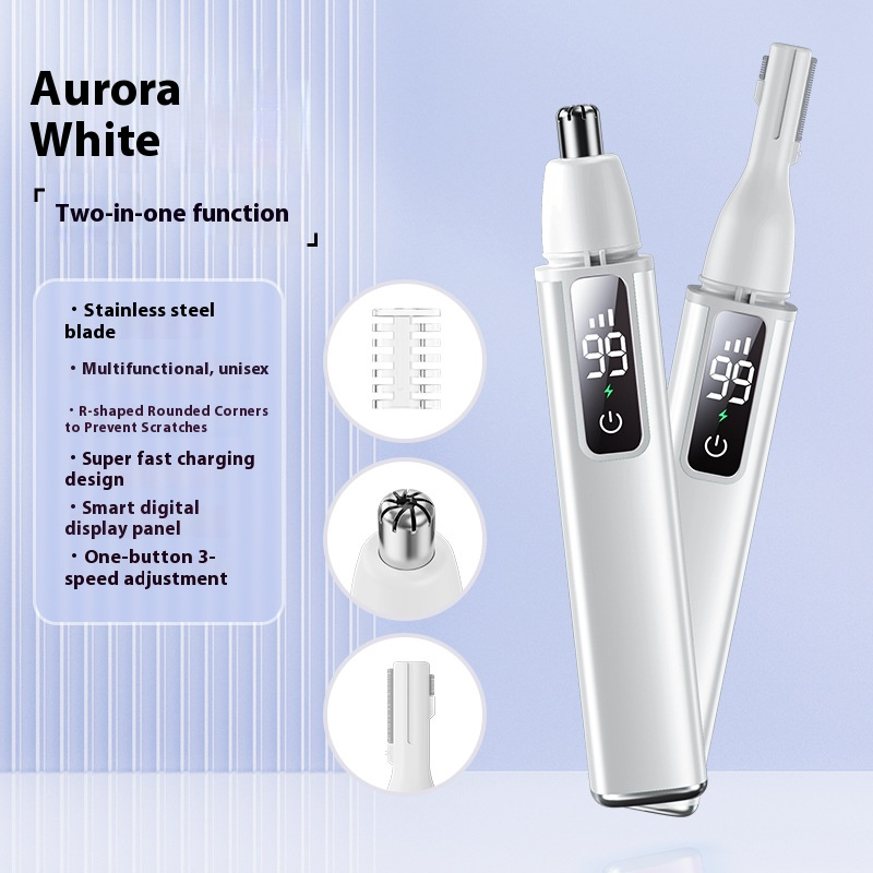 Premium Electric Nose Hair Trimmer With LED Display - Rechargeable & Waterproof - Multi-Functional Grooming Kit For Men & Women_voghion.com