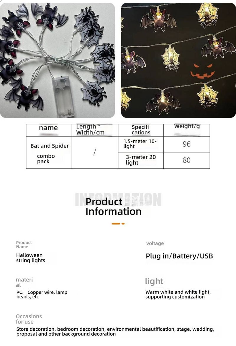 Halloween LED String Lights - Battery Powered, 10-30 LED Spooky Shapes (Ghosts, Witches, Pumpkins), 3 Lighting Modes, Indoor/Outdoor Decor_voghion.com