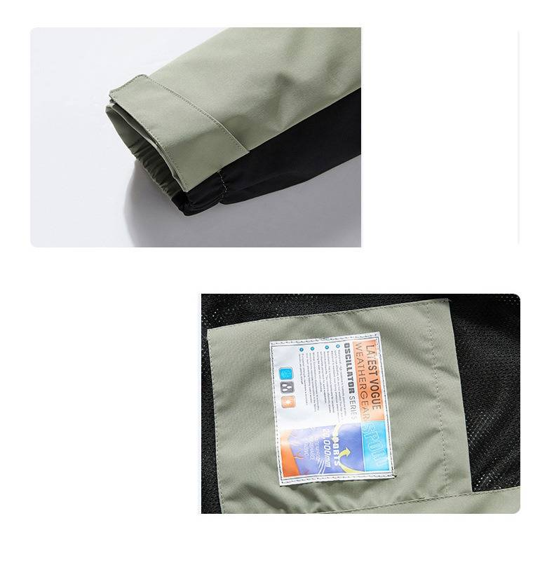 Giacca antivento mimetica da uomo per esterni – Giacca da trekking impermeabile con design a blocchi di colore_voghion.com