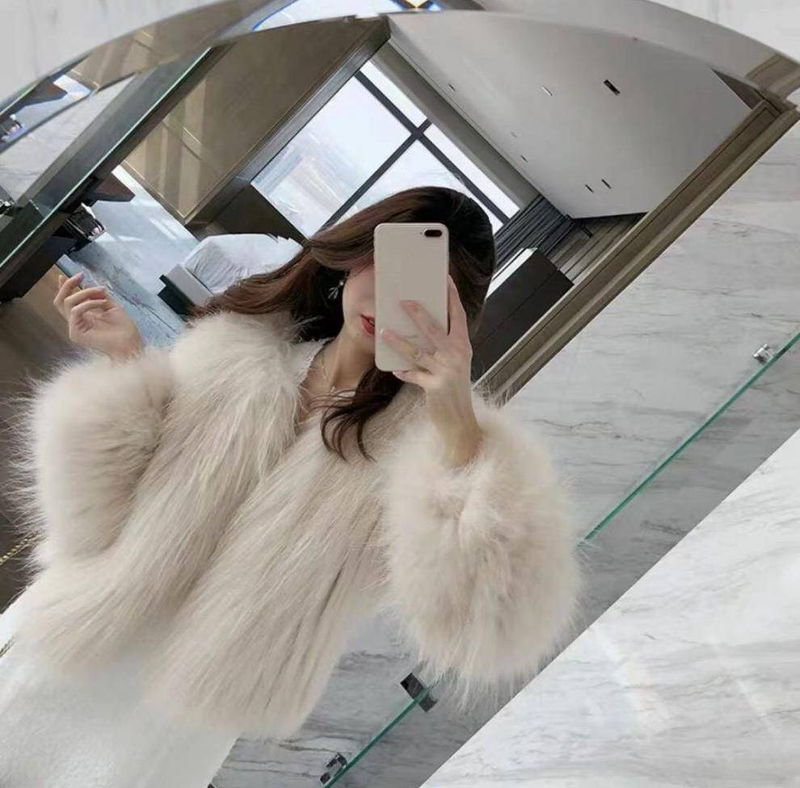 Women's Clothing Double Sided Woven Eco Friendly Fur Coat For Women, Young Style, Long In Front And Short In Back, Slim And Petite_voghion.com