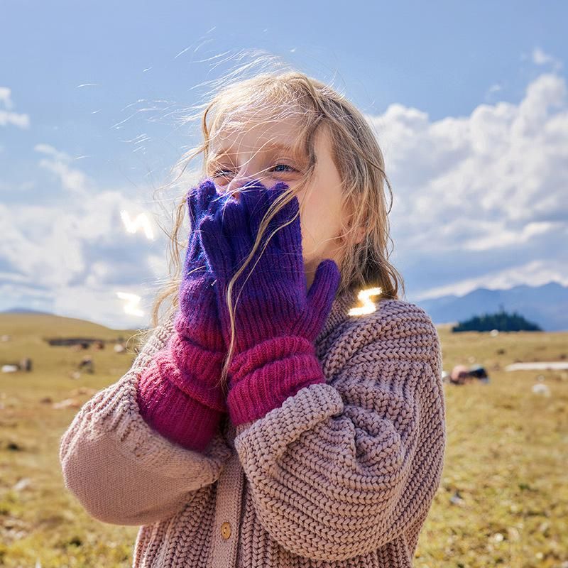 Mother & Kids Gradient Snow Top Gloves For Kids - Warm Winter Gloves For Boys & Girls (2-12 Years), Anti-Static, Breathable Polyester, Unisex_voghion.com